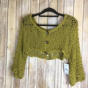 FREE PEOPLE CHARTREUSE OLIVE GREEN TOP SIZE XS—A
